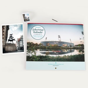Geburtstagskalender, Geschenk-Set, lebenslang, immerwährend, jahresunabhängig, Kalender, Wand, 27x44cm (BxH), Bremen, Weser, Gute Karten