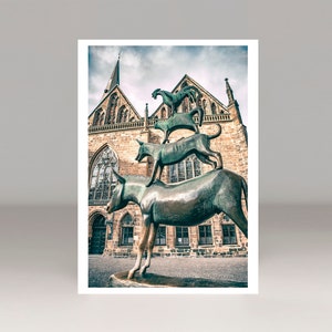 Musiciens de Brême, carte postale, carte postale, carte de vœux, Frères Grimm, contes de fées, Brême, bonnes cartes