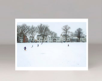tobogganing, snow, winter, postcard, greeting card, postcard, Osterdeich, Bremen, sledging, good maps