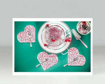 Cake love, invitation, postcard, cake, cake, coffee, time with friends, beautiful photo postcard