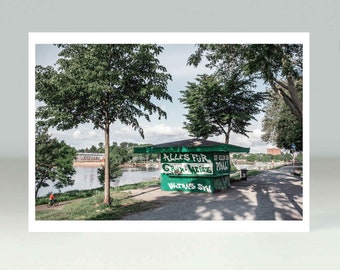 Werder kiosk, postcard, fan postcard, Bremen, Weserstadion, green and white football, Osterdeich, photography, postcard, greeting card, good cards