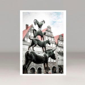 Bremer Stadtmusikanten, Postkarte, Ansichtskarte, Grußkarte, Gebrüder Grimm, Märchen, Bremen, Gute Karten