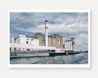 Kellogg's, factory, Bremen, postcard, Weser River, Europahafen, Überseestadt, ships, industry, hotel, greeting card, view, good cards