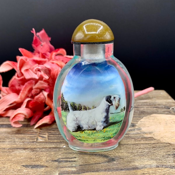 Hand Painted Sealyham Terrier Chinese Snuff Bottle