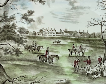 Antique Transferware Johnson Brothers Tally Ho Large Platter, &quot;The Kill&quot;/ Transferware; Foxhunting Scene; Horse & Hounds; Equestrian Decor
