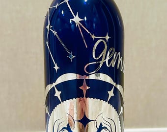 Gemini Lighted Wine Bottle: Upcycled Zodiac Decor