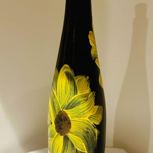 Botella iluminada con girasol, lámpara de cristal con girasol, decoración iluminada para el hogar, luz de noche floral, regalo único