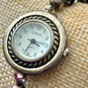 Vintage Geneva Ladies Watch With Beaded Bracelet Band