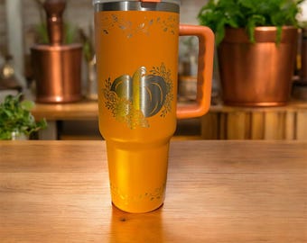 Hello Fall Engraved Tumbler: Autumn Drinkware, 40oz with Handle