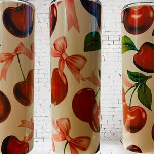 Cherry Coquette Tumbler: 20oz Insulated Stainless Steel Water Bottle