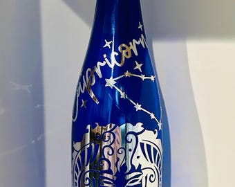 Capricorn Goddess Lighted Wine Bottle: Zodiac Astrology Gift
