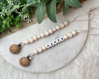 Emma Pacifier Clip IVORY • Pacifier Clip • Pacifier Clip with Name • Soother Clip • Pacifier Chain Personalized