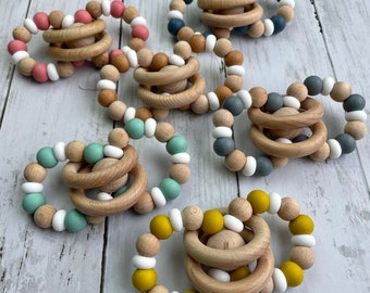 Oliver Rattle Toy • Rattle • Sensory • Sensory Toys • Silicone Beads • Wooden Toys • Wooden Rings