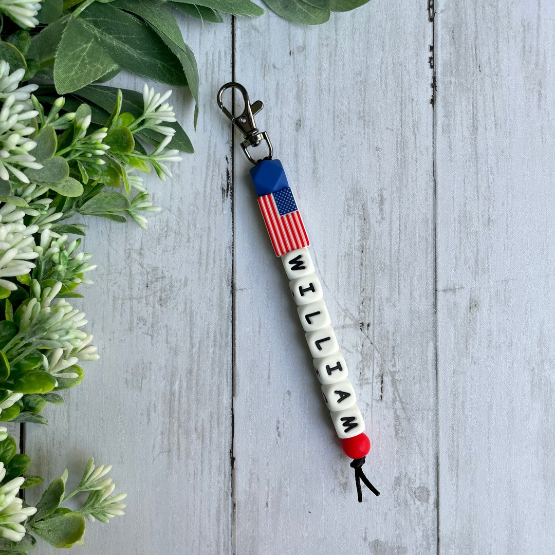 Name Tag AMERICAN FLAG ID Badge Key Chain Keychain Bag Etsy