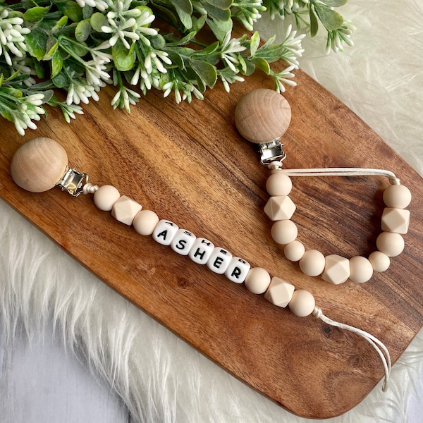 Wood Pacifier Clip Etsy