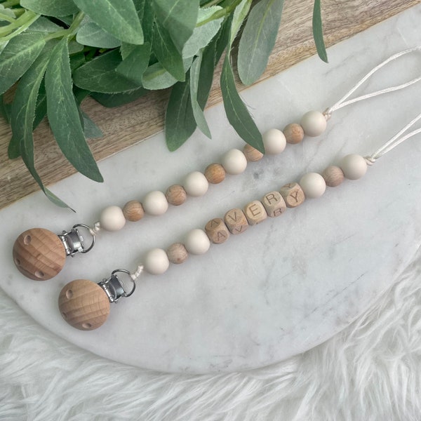 Wood Pacifier Clip Etsy