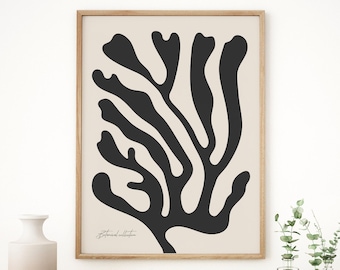 Matisse Style, Beige Wall Decor, Neutral Print, Minimalist Art, Neutral Wall Art, Matisse Print, Boho Wall Art, Matisse Art, Beige, Black