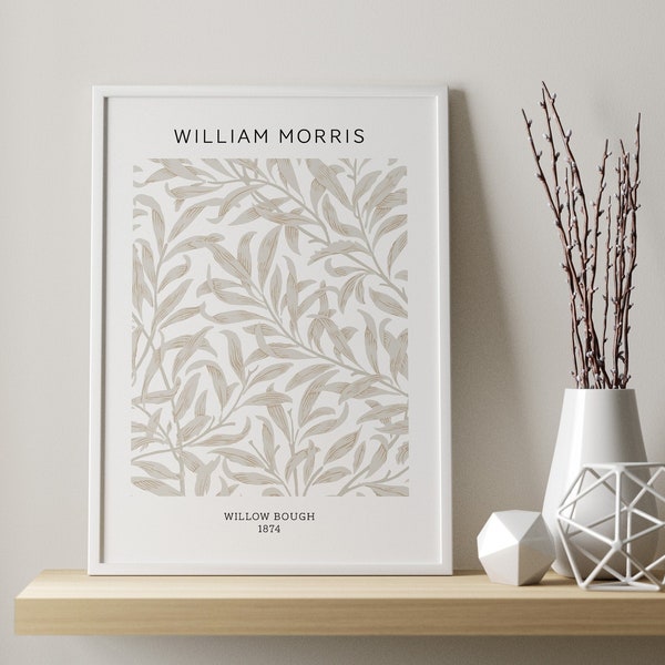 William Morris Print,Willow Bough, Exhibition Poster, William Morris Poster, Gallery Art, Neutral Wall Decor, Vintage Wall Art, Grey