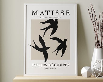 Henri Matisse Poster, Exhibition Print, Beige Print, Matisse Print, Neutral Wall Art, Papier Decoupes, Modern Wall Art, Black, Beige