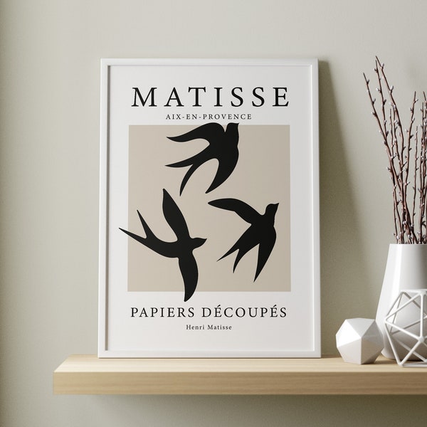 Henri Matisse Poster, Exhibition Print, Beige Print, Matisse Print, Neutral Wall Art, Papier Decoupes, Modern Wall Art, Black, Beige