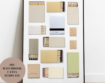 Matchbook Poster Template, Neutral, Blank Matchbook Template, Canva Template, Custom Matchbook, Digital Download, Matchbox, Printable Gift