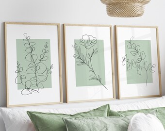 Neutral Wall Art, Botanical Prints, Set of 3 Prints, Plants Wall Art ...