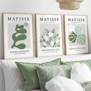 Matisse Prints, Set of 3 Prints, Green Wall Art, Exhibition Prints, Cutouts Print, Green Wall Art, Boho Prints, Matisse Wall Art, Green