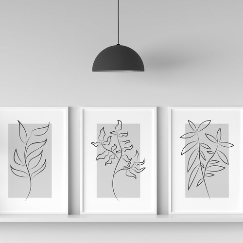 Set of 3 Modern Art Botanical Prints Living Room Wall Art Etsy UK