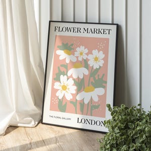 Pink Flower Market Print, Flower Print, Exhibition Poster, Flower Market Wall Art, Floral Print, Botanical Poster, Flower Wall Art, Boho art image 1