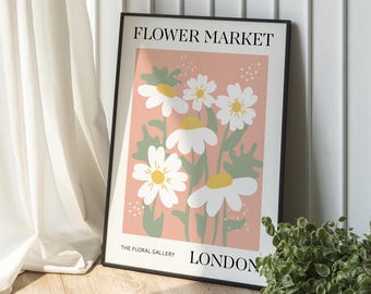 Pink Flower Market Print, Flower Print, Exhibition Poster, Flower Market Wall Art, Floral Print, Botanical Poster, Flower Wall Art, Boho art