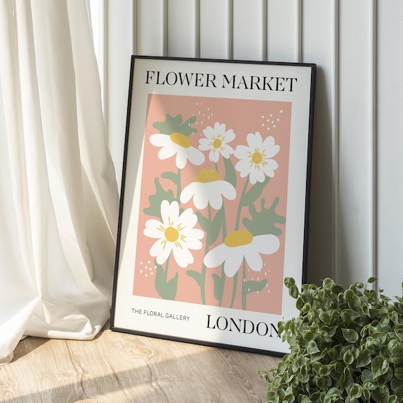 Pink Flower Market Print, Flower Print, Exhibition Poster, Flower Market Wall Art, Floral Print, Botanical Poster, Flower Wall Art, Boho art