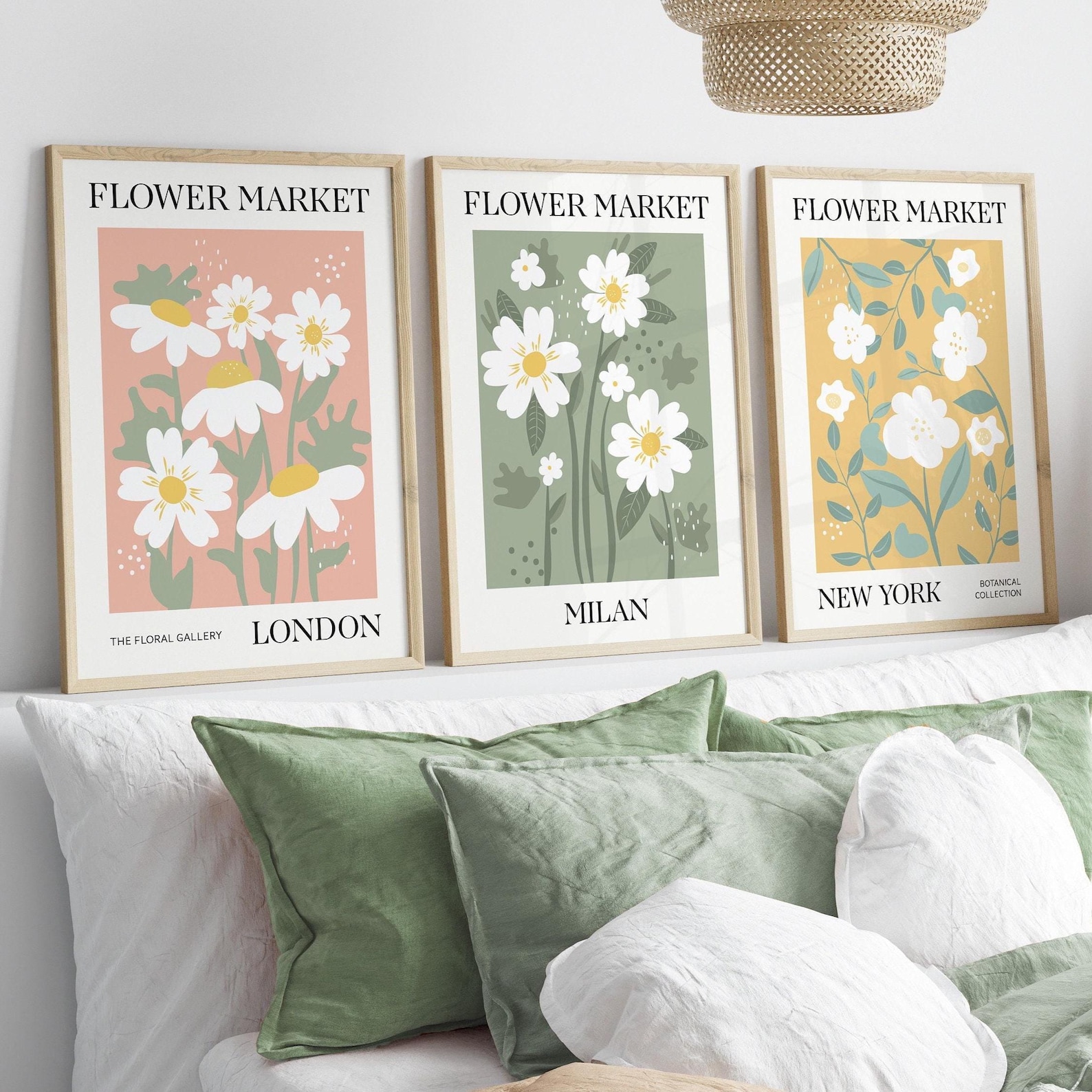 Flower Market Prints, Set of 3, Exhibition Posters, Botanical Prints ...