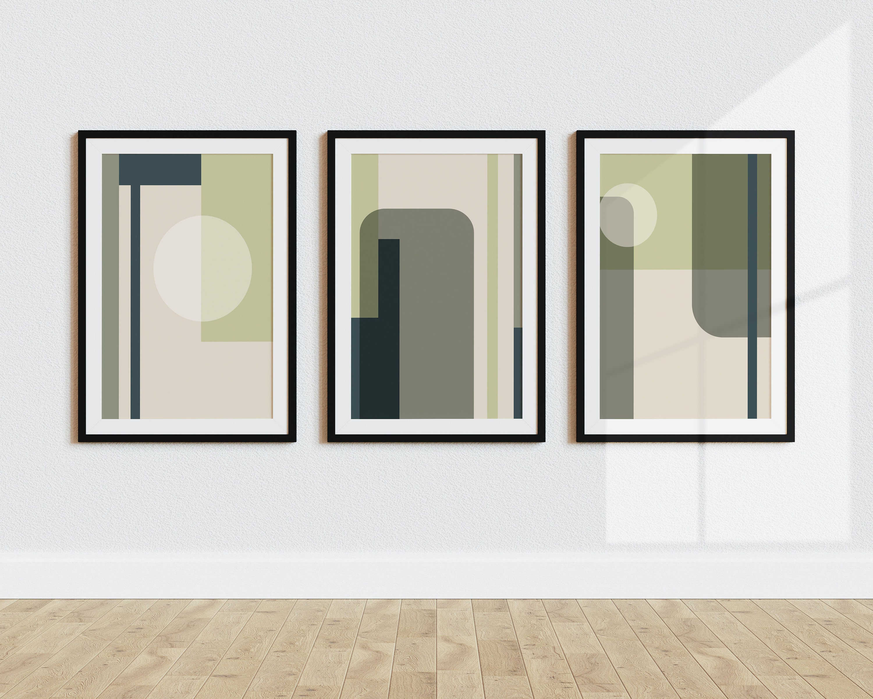Green Abstract Wall Art Modern Art Beige Wall Decor Set of Etsy UK