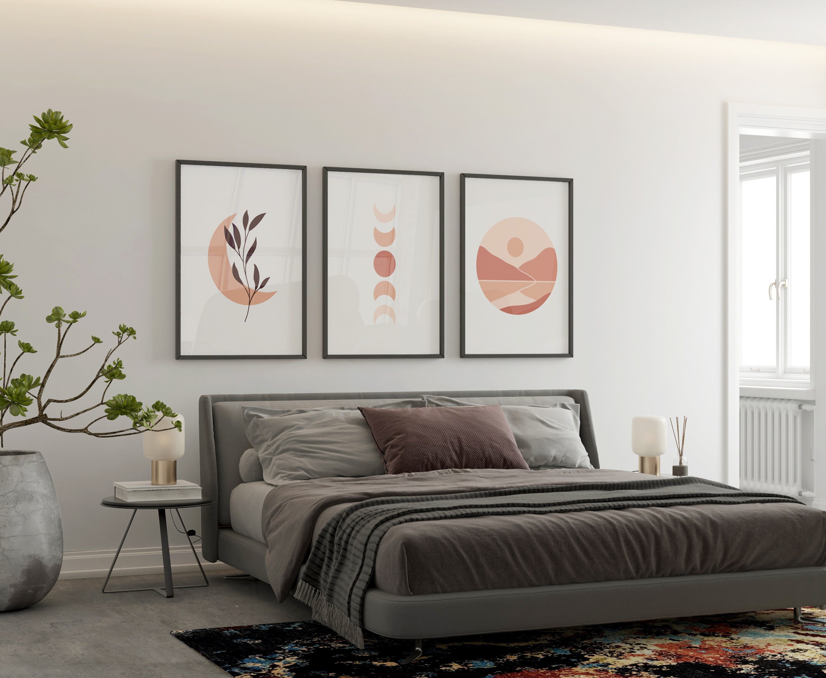 Neutral Boho Wall Art Prints Boho Wall Decor Set of 3 Etsy