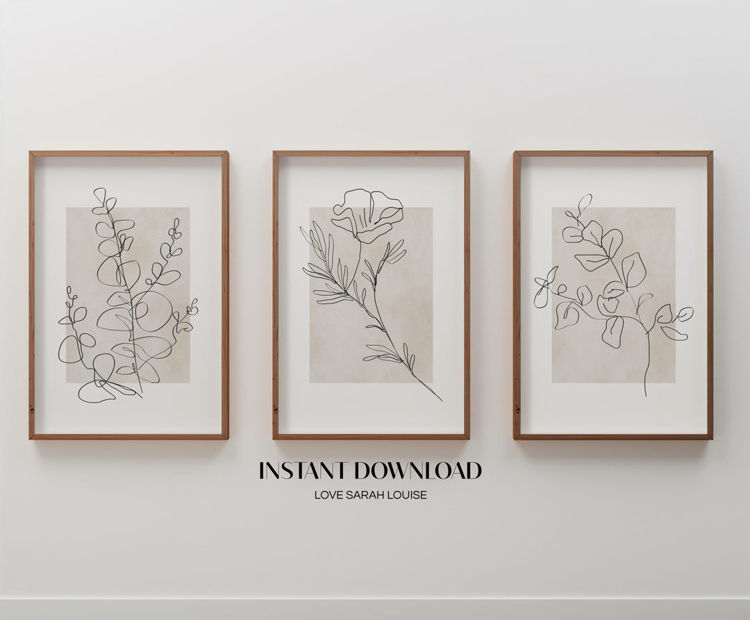 Neutral Wall Art, Botanical Prints, Set of 3 Prints, Plants Wall Art ...