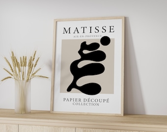Henri Matisse Poster, Exhibition Print, Beige Print, Matisse Print, Neutral Wall Art, Papier Decoupe, Modern Wall Art, Black, Beige