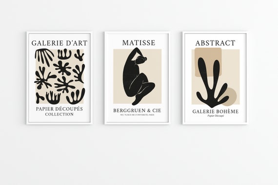 Matisse Prints, Set of 3, Boho Wall Art, Minimalist Prints, Modern Art Print, Neutral Prints, Boho Poster, Beige Prints, Home Prints