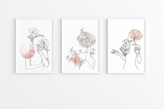 Minimalistische Line-Art Wandkunst – Frauen-Silhouette In Schwarz-Weiß (40,6x61 Cm)