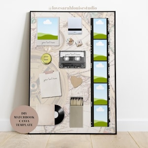 Matchbook Template, Memory Poster, Blank Template, Canva Template, Matchbox Template, Digital Download, Photo Gift, Collage, Printable Gift