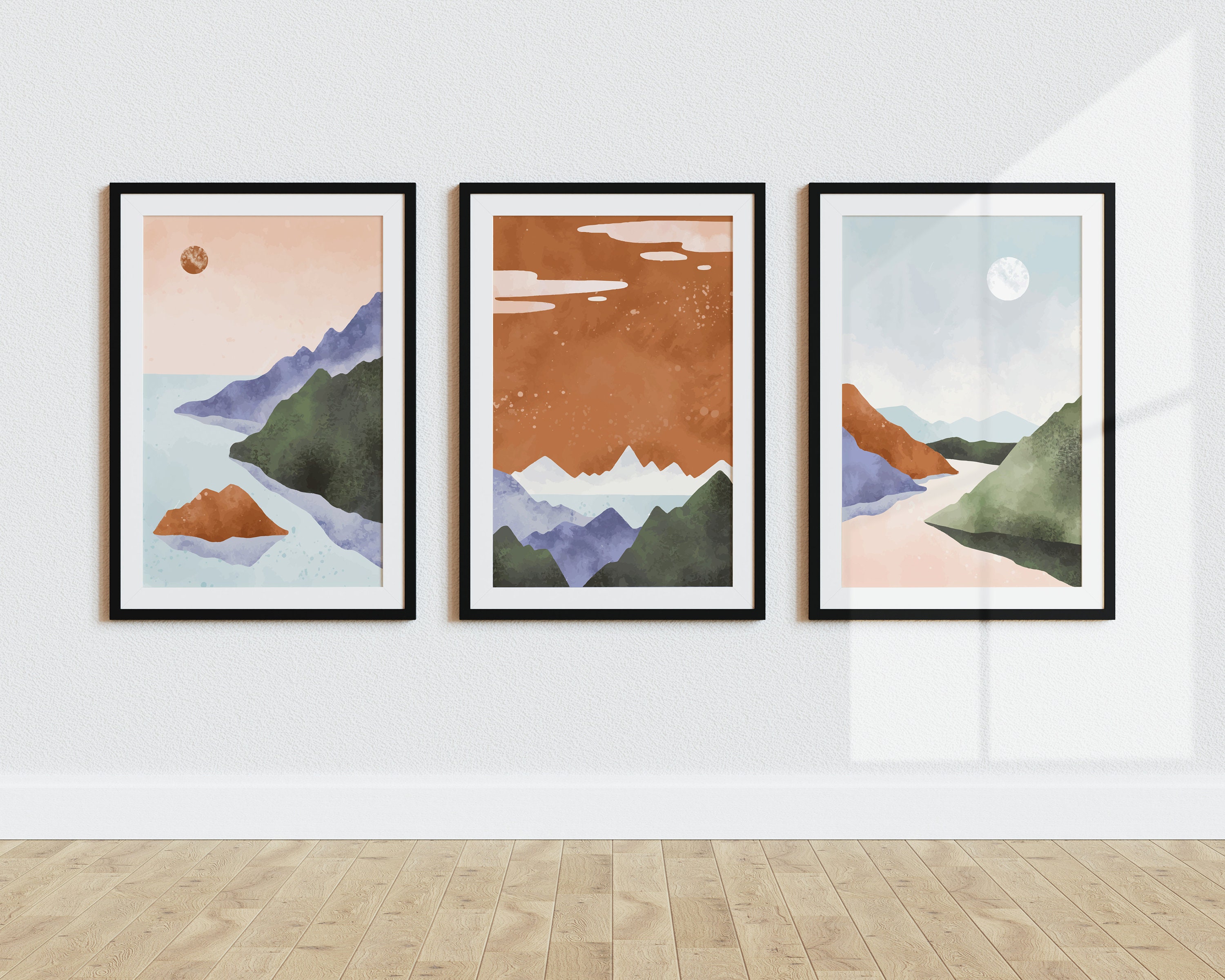 Boho Landscape Wall Art Scandi Wall Art Set of 3 Wall Art Etsy UK