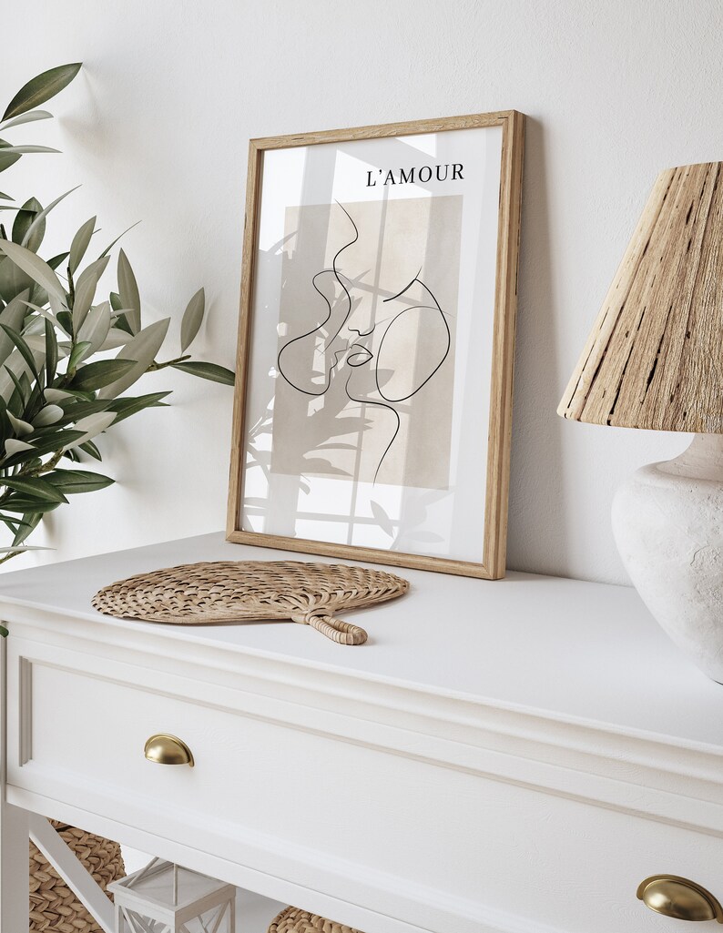 Beige Wall Art, Neutral Wall Print, Couple Print, Love Wall Art, Beige Wall Decor, Natural Wall Decor, Bedroom Wall Art, Home Decor, Beige image 3