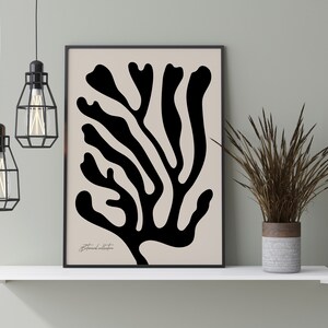 Matisse Style, Beige Wall Decor, Neutral Print, Minimalist Art, Neutral Wall Art, Matisse Print, Boho Wall Art, Matisse Art, Beige, Black image 2