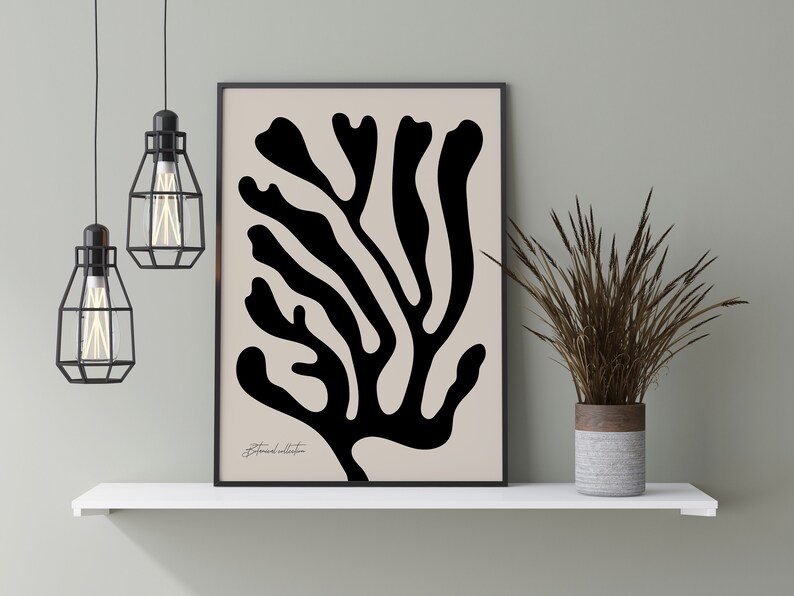 Matisse Style, Beige Wall Decor, Neutral Print, Minimalist Art, Neutral Wall Art, Matisse Print, Boho Wall Art, Matisse Art, Beige, Black image 2