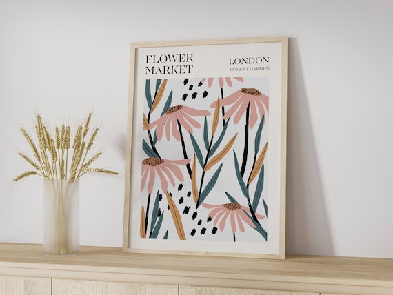 London Flower Market Print, Flower Print, Exhibition Wall Art, Flower Market Poster, Floral Print, Botanical Print, Flower Wall Art, Boho