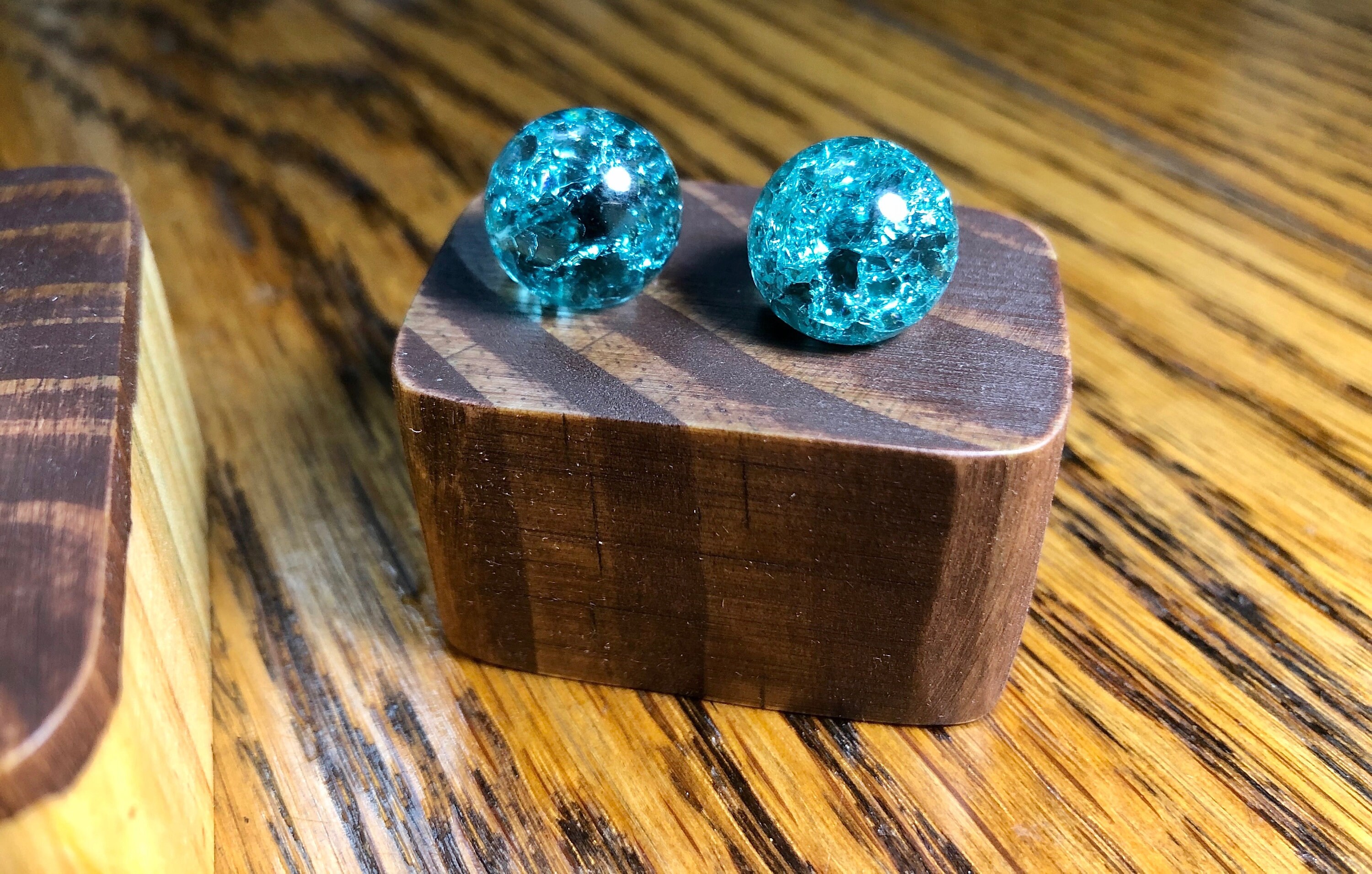 3 Piece Marble Set Teal & Pink Rose Fried Cracked Marbles Etsy