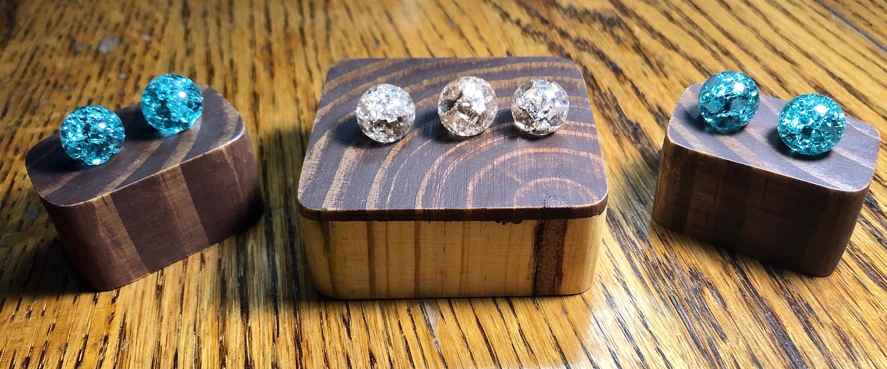 3 Piece Marble Set Teal & Pink Rose Fried Cracked Marbles Etsy