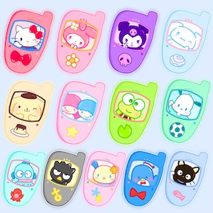 Kitty and Friends Phone Stickers | kawaii cinna Melo purin usa scrapbook kero y2k choco tuxsam kuro