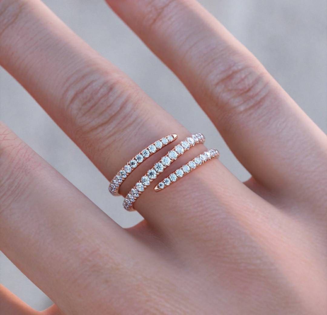 Wrap Around Diamond Ring / Unique Design Diamond Ring / White Etsy