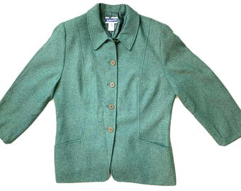 Blazer clásico vintage Pendleton para mujer, chaqueta de lana verde, talla 16, fabricado en EE. UU., años 90