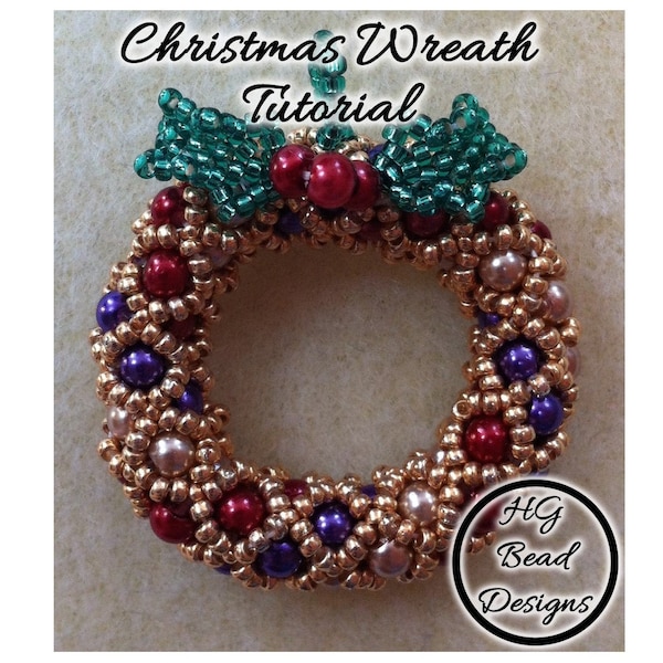 Beaded Christmas Wreath Ornament Tutorial Pattern